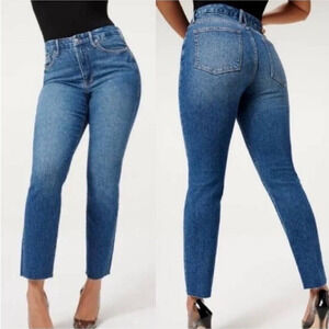 Good American Good Classic Raw Hem Jeans Blue 940 Women's Size‎ 0/25 NWT